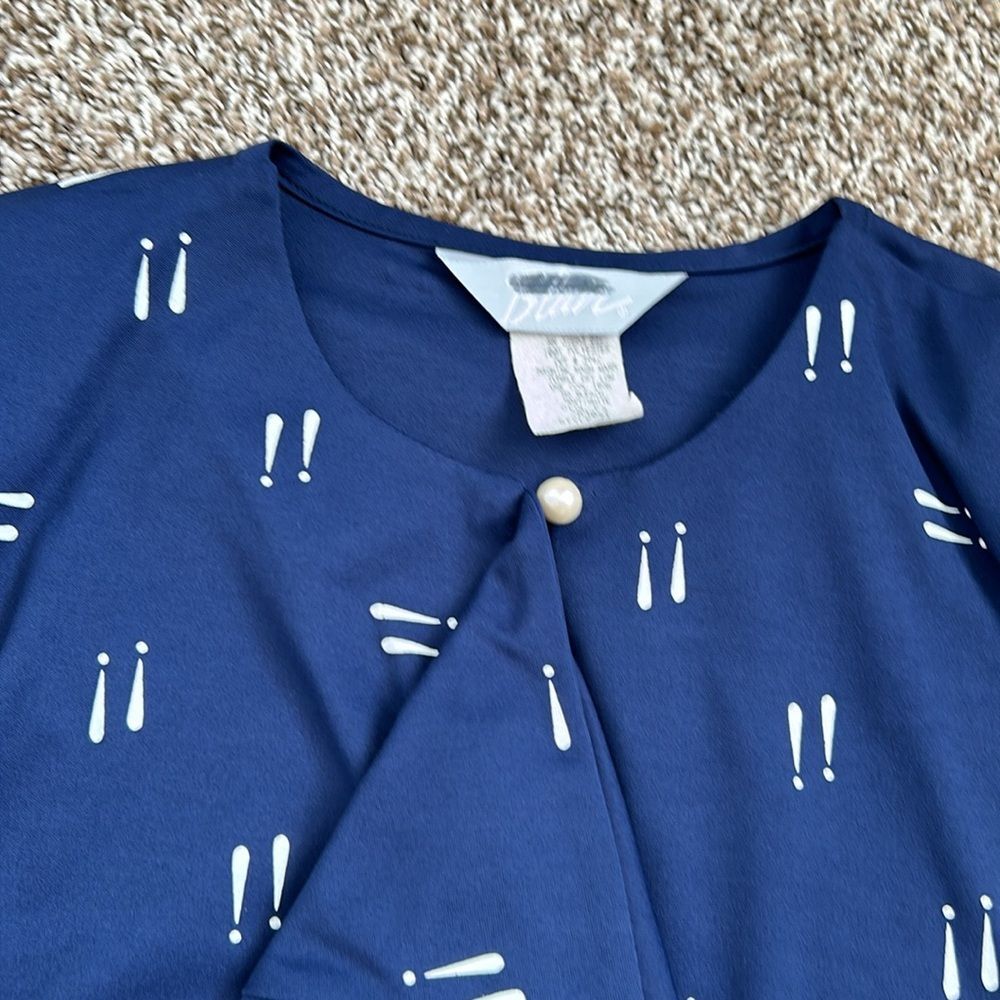 Vintage Blair Shirt Navy Exclamation Retro 80s 90s Business Longsleeve Dress - Picture 11 of 12
